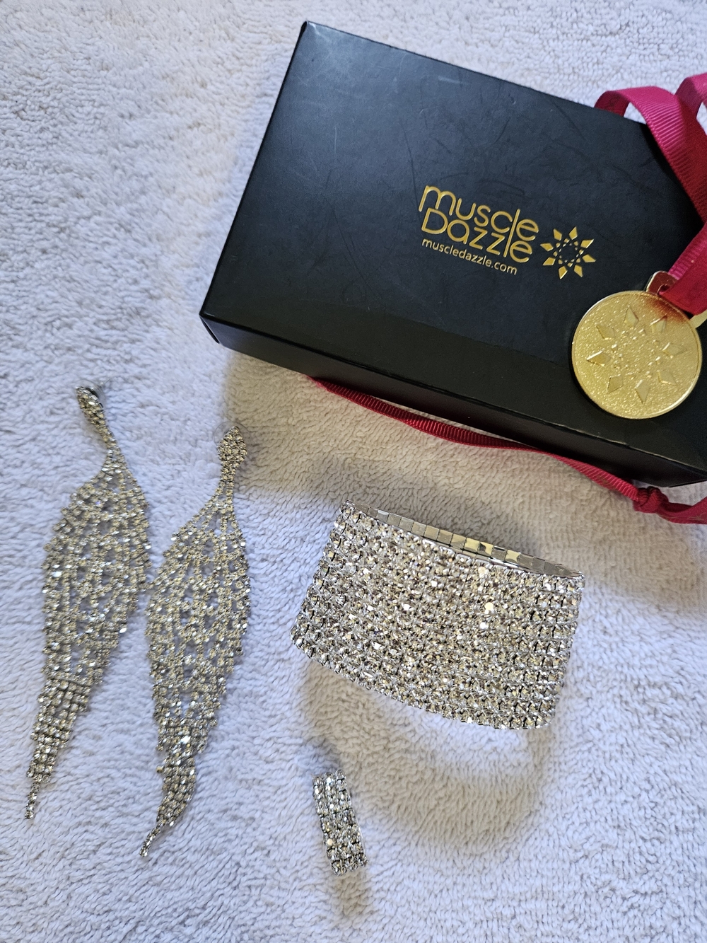 Silver Crystal Bracelet, Earrings & Ring Set